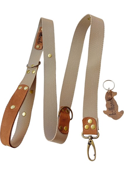 Köpek göğüs tasması gezdirme kayışlı takım deri toprak rengi kolon genişlik:2,5cm göğüs ölçüsü:50-80cm ayarlamalı gezdirme kayışı:120cm dog harness TB5-16