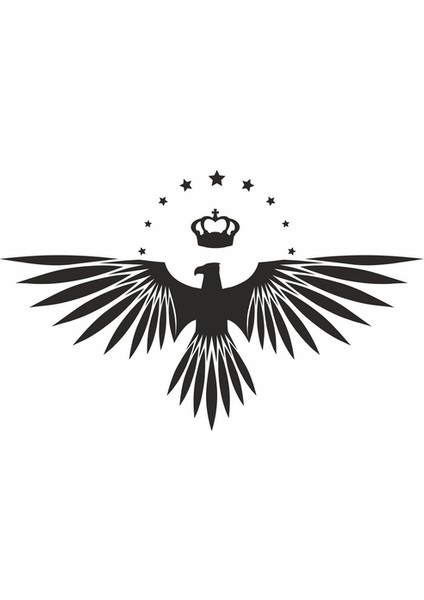 Yıldızlı Kartal Oto Sticker 30X22 cm Siyah
