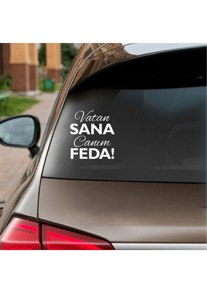 Vatan Sana Canım Feda Sticker 25X10 cm Beyaz fırsatları