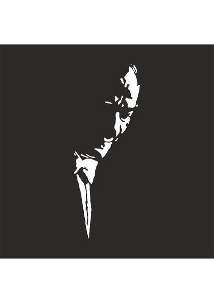 Atatürk Silüet Sticker 25X10 cm Beyaz