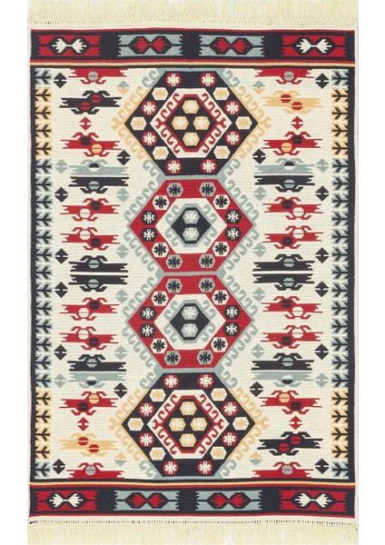 Arya Ar 30 Red %100 Geri Dönüşümlü Pamuktan Çift Taraflı Yıkanabilir Modern Dekoratif Kilim