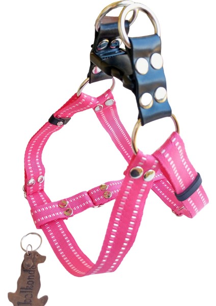 Köpek göğüs tasması gezdirme kayışlı takım pembe kolon genişlik:2,5cm göğüs ölçüsü:45-70cm ayarlamalı gezdirme kayışı:120cm dog harness TB3-6 fiyatları