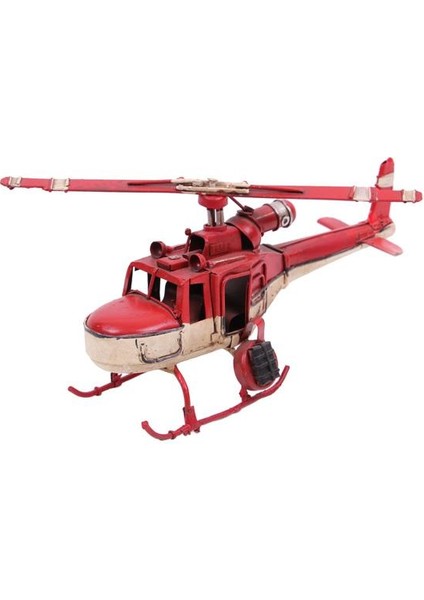 Helikopter Metal Vintage Dekoratif Masaüstü Biblo Hediyelik