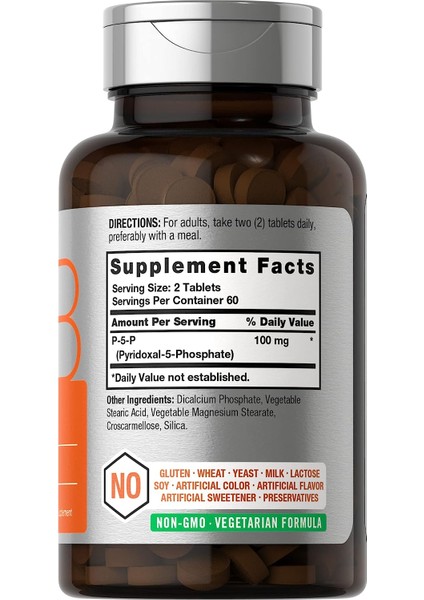 P5P Activated Vitamin B6 100 mg 120 Kapsul Pyridoxal 5 Phosphate Coenzyme B6 fiyatları