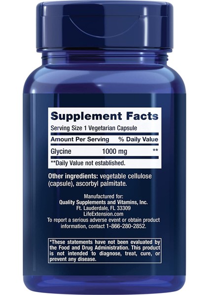 Glycine 1000 mg Promotes Relaxation Healthy Sleep Glucose Fructose Metabolism 100 Kapsul fiyatları
