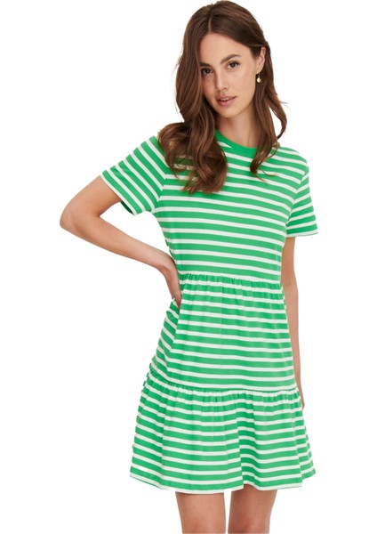 Onlmay S/s O-Neck Peplum Dress Kadın Elbise - 15286934