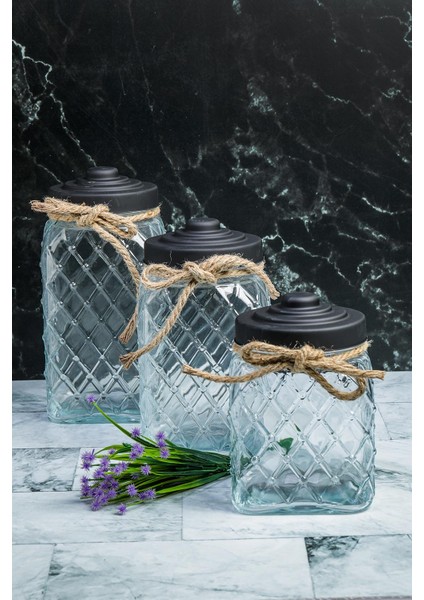 Nostalji Serisi Cam Kavanoz Seti 3'lü