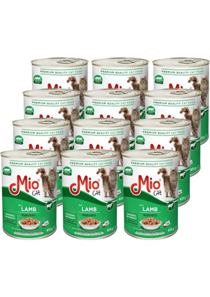 Kuzu Etli Kedi Maması - Mio Konserve Et Parçacıklı Yaş Mama 415 Gr. *** 12 Adet ***