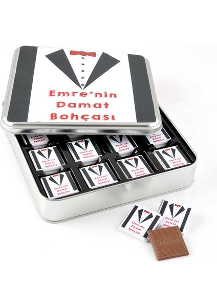 Damat Bohçası 32 Adet Madlen Çikolata Metal Kutu