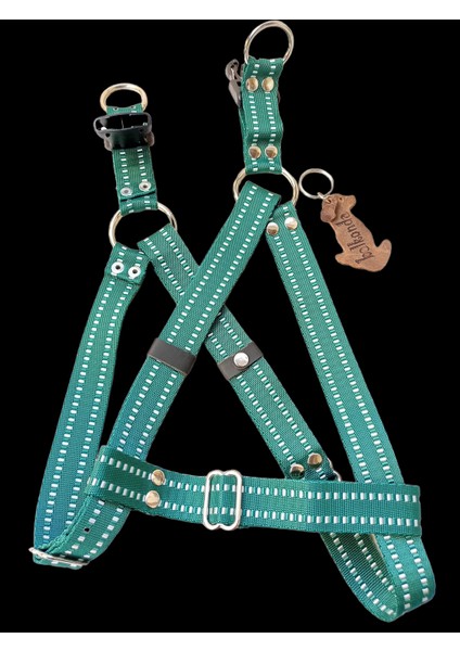 Köpek göğüs tasması gezdirme kayışlı takım kolon yeşil göğüs ölçüsü:50-80cm ayarlamalı gezdirme kayışı:120cm dog harness TB3-7