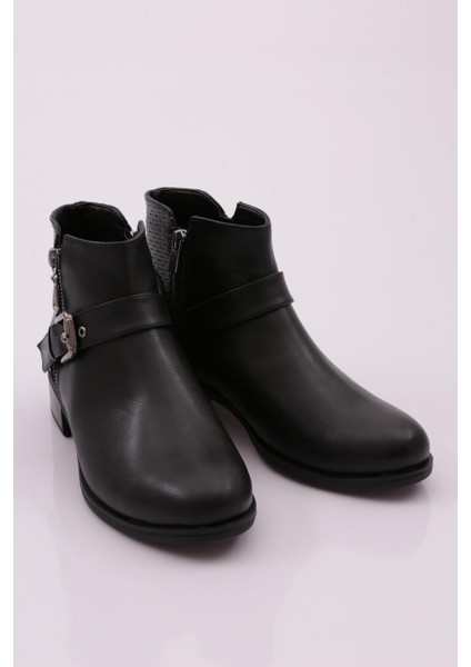 2886-2027 Kadin Fermuarli Kemer Detayli Kisa Topuklu Bilek Bot