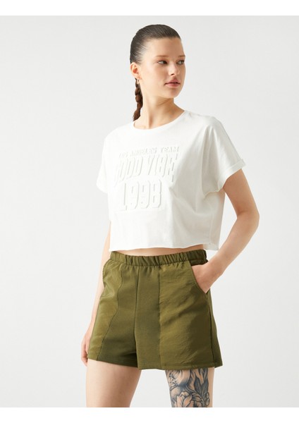 Mini Şort Beli Lastikli Cep Detaylı