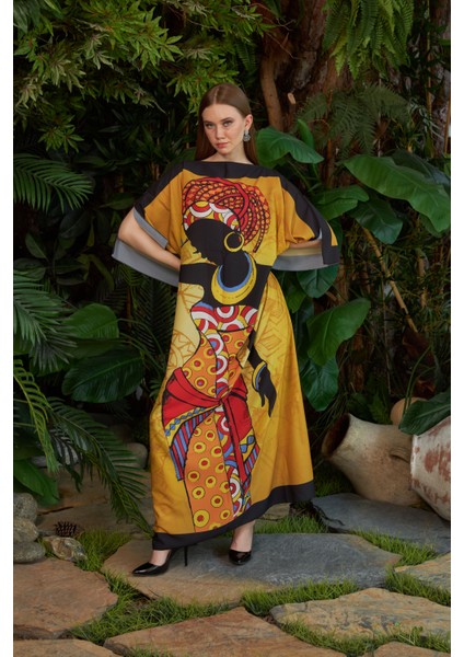 Sarı Krep Kumaş Kadın Desenli Abaya modelleri