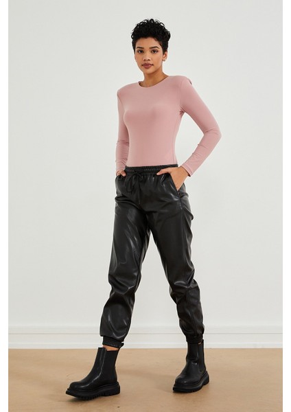 Paçası Lastikli Deri Pantolon fiyatları