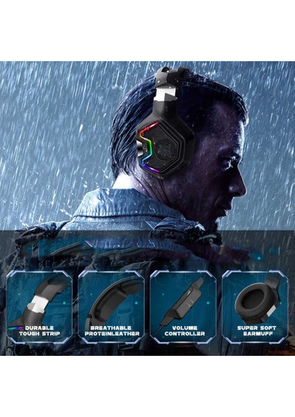 Hafif Portatif Kolayca Katlanıp Taşınabilir Dizayn Kulaklık (Onikuma K10 Pro Rgb Oyuncu Kulaklığı 3.5mm) indirimleri