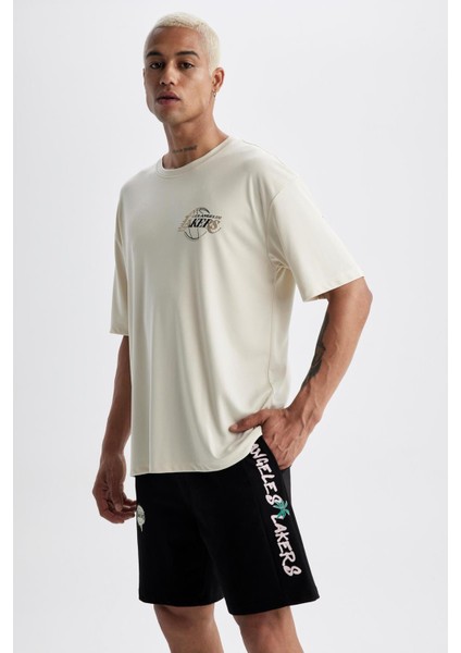 Fit NBA Los Angeles Lakers Oversize Fit Bisiklet Yaka Kısa Kollu Tişört A6753AX23HS