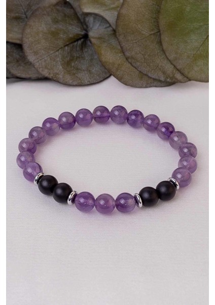 Ametist ve Oniks Taşı Bileklik