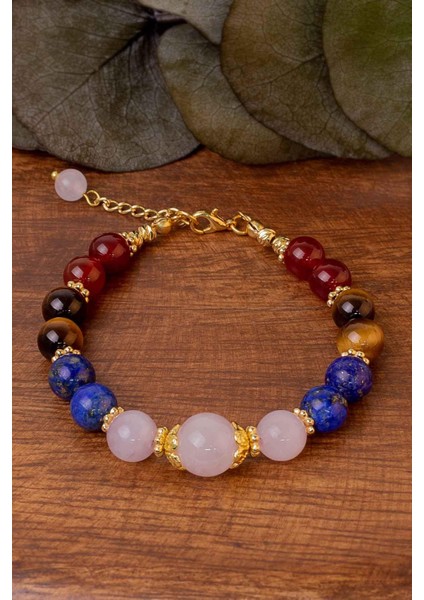 Akik Taşı, Kaplan Gözü, Lapis ve Pembe Kuvars Taşı Bileklik