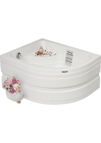 Capri Oturmalı Mini Yarı Oval Küvet 100x80, H43 (Gövde + Metal Ayak + Ön Panel)
