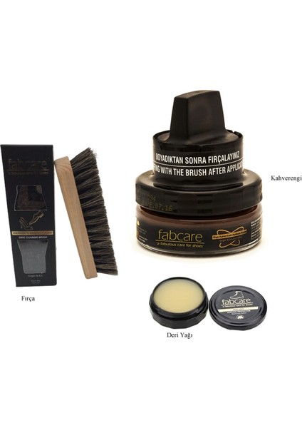 Sistem 1 Fabcare At Kılı fırça Deri Yağı Boya Seti-Kahverengi