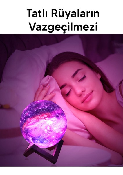 Standlı Galaksi Gezegen Gece Lambası