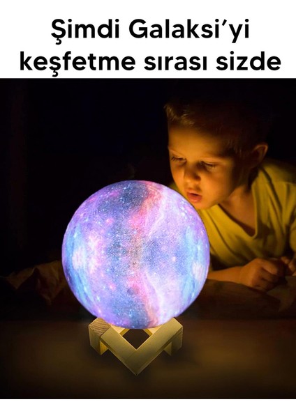 Standlı Galaksi Gezegen Gece Lambası