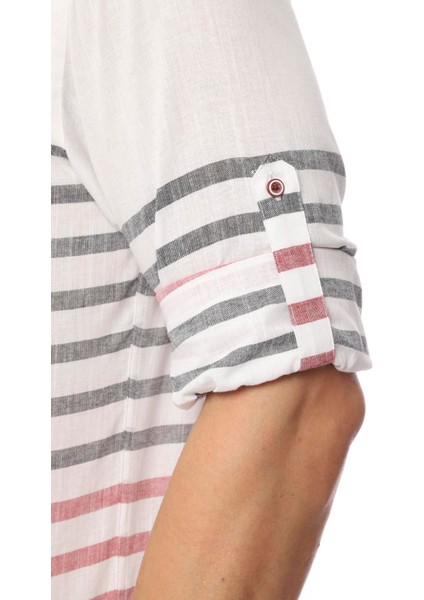 Slim Fit Uzun Kol Panolu Keten Hediye Kutulu Kolay Ütülenebilir Erkek GÖMLEK(A.139) - Bordo fırsatları