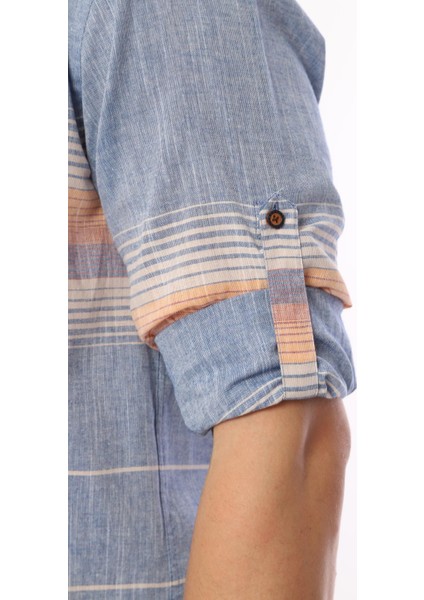 Slim Fit Uzun Kol Panolu Keten Hediye Kutulu Kolay Ütülenebilir Erkek Gömlek(A.34) - Turuncu modelleri