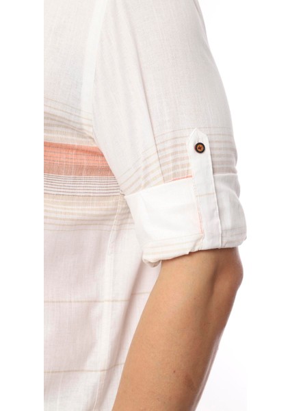 Slim Fit Uzun Kol Panolu Keten Hediye Kutulu Kolay Ütülenebilir Erkek Gömlek(A.34) - Bej modelleri