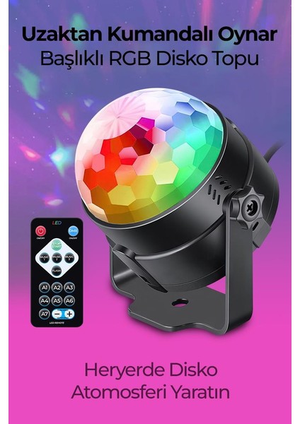 Oynar Başlıklı Kumandalı Rgb Disko Topu