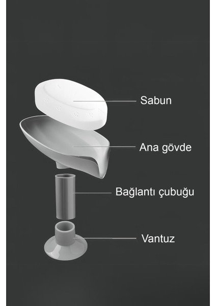 Sabunluk Vantuzlu Su Giderli Sabunluk Gri