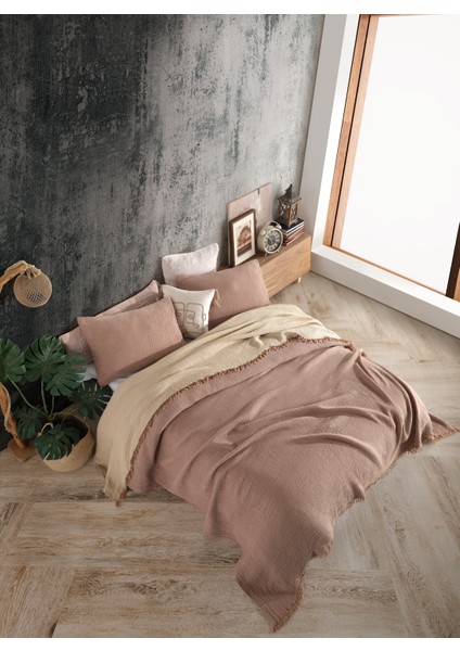 4 Katlı Multi Muslin %100 Pamuk Çift Kişillik Yatak Örtüsü