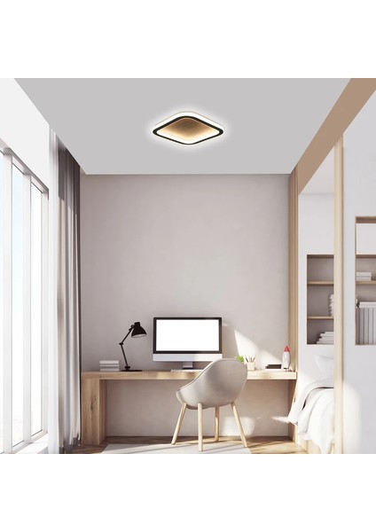 LED Avize Plafonyer Basıs Wood Kare
