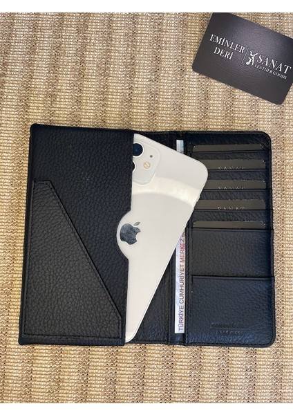 SL-608 Hakiki Deri Telefon Bölmeli Kıvırmasız Cüzdan Sanat Leather