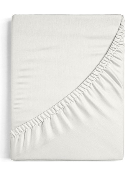 Beyaz Lastikli %100 Pamuklu Fitted Çarşaf 90 x 190+35