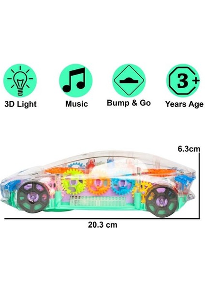 Müzikli ve Işıklı 360 Derece Dönebilen Şeffaf Araba Tilte