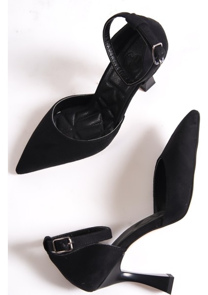 Lopez Siyah Süet Stiletto Bilekten Bantlı Topuklu Ayakkabı fiyatları