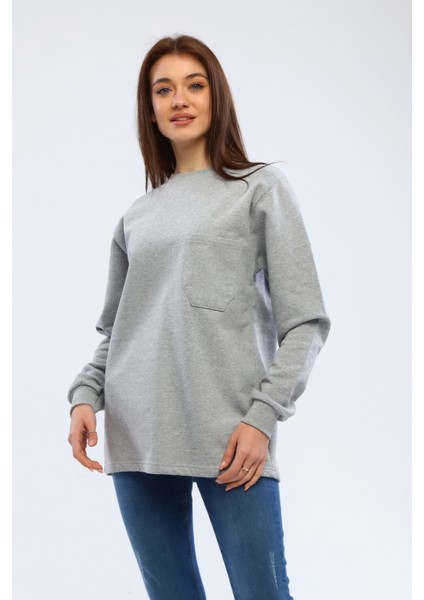 Çamdalı Iş Elbiseleri - Bisiklet Yaka Gri 20/10 Iki Iplik Kışlık Iş Sweatshirt XXXXL