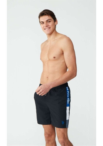 Erkek Siyah Uzun Deniz Şortu