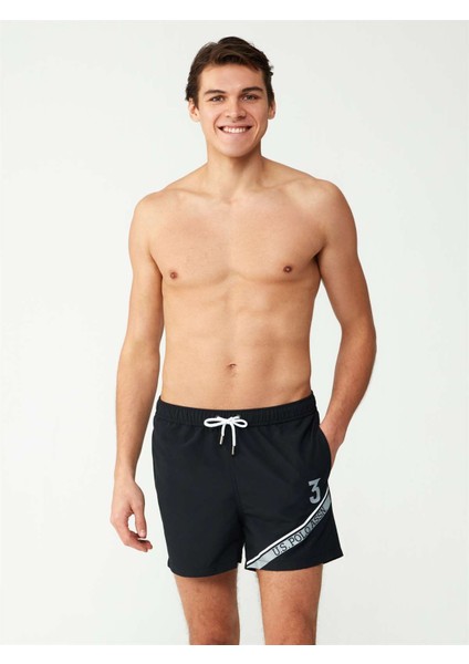 Erkek Siyah Orta Boy Deniz Şortu