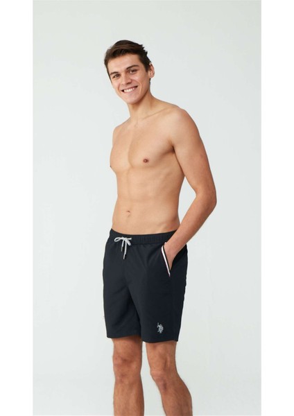 Erkek Siyah Uzun Deniz Şortu