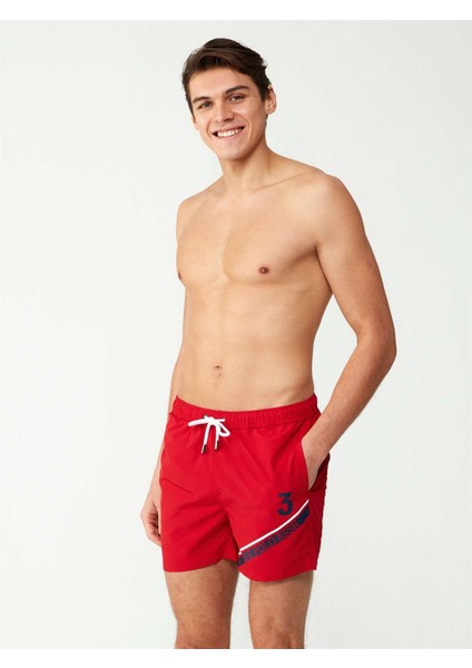 Erkek Kırmızı Orta Boy Deniz Şortu