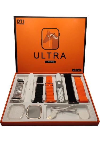 Ultra 7 In 1 Akıllı Saat 7 Kordonlu Takvim Spor Whatsapp Menülü 7in1