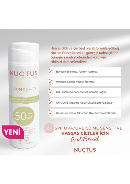 Güneş Koruyucu Krem 50 ml Hassas Ciltler Için