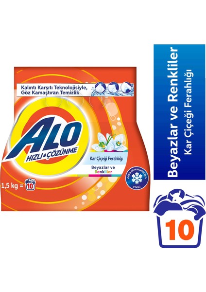 1;5 Kg Kar Çiçeği Ferahlğı Beyazlar ve Renkliler Hızlı Çözülme Toz Deterjan