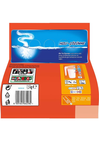 1;5 Kg Kar Çiçeği Ferahlğı Beyazlar ve Renkliler Hızlı Çözülme Toz Deterjan