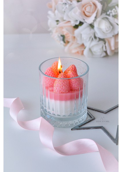 Eliysia Cam Bardak Cupe Kek Soya Wax Kokulu Mum