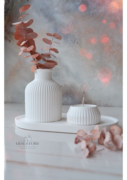 Beyaz Renk 3 Parça Tealight Vazo Tepsi Seti fiyatları
