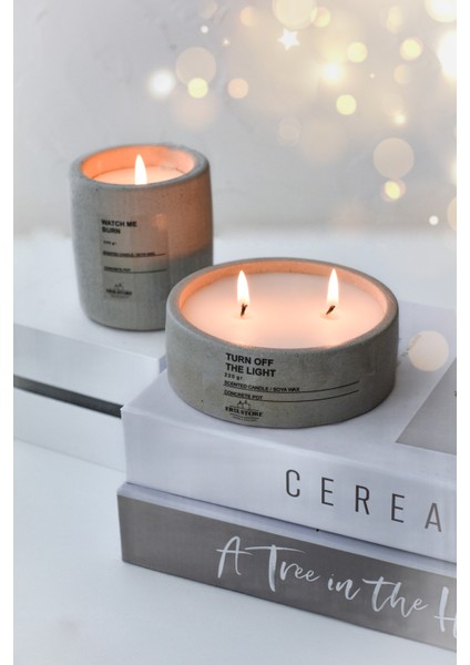 Gri Füme Beton Saksıda Okyanus Kokulu 2'li Soya Mum Seti – Dekoratif ve Şık Ev Aksesuarı