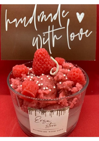 El Yapımı Candles Strawberry Cupcake Çilekli Mum Aromaterapi Kokulu Cam modelleri